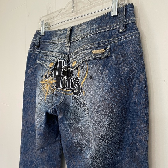 Akademiks Low Rise Boot Cut Jeans Embellished Lace Flap Pocket Women’s Size 28 - Picture 6 of 16